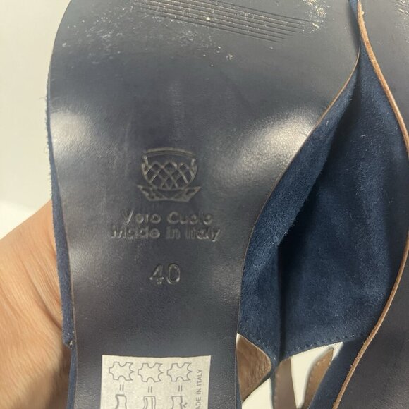 Navyboot Blue Slingback Suede Sandals EU 40 US 9 Leather Upper & Lining Office - Picture 8 of 9